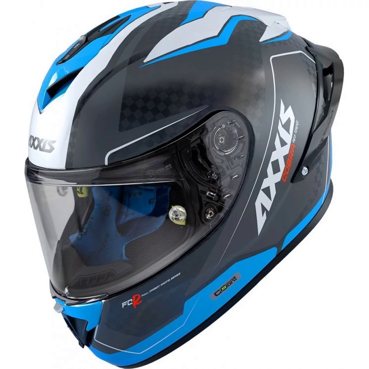 Шлем интеграл AXXIS FF104C Cobra Rage карбоновый синий