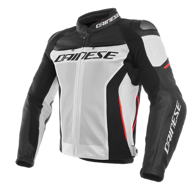 Куртка кожаная Dainese Racing 3 Perforated White/Black/Red