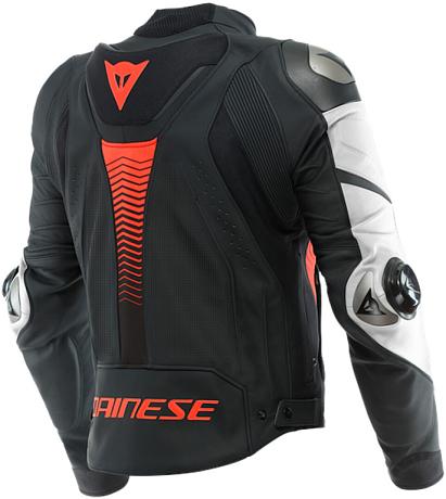 Куртка кожаная DAINESE SPEED 4 PERF. BLACK-MATT/WHITE/FLUO-RED 52