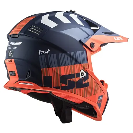 Кроссовый шлем LS2 MX437 Fast Evo Mini XCode Matt Fluo Orange Blue S