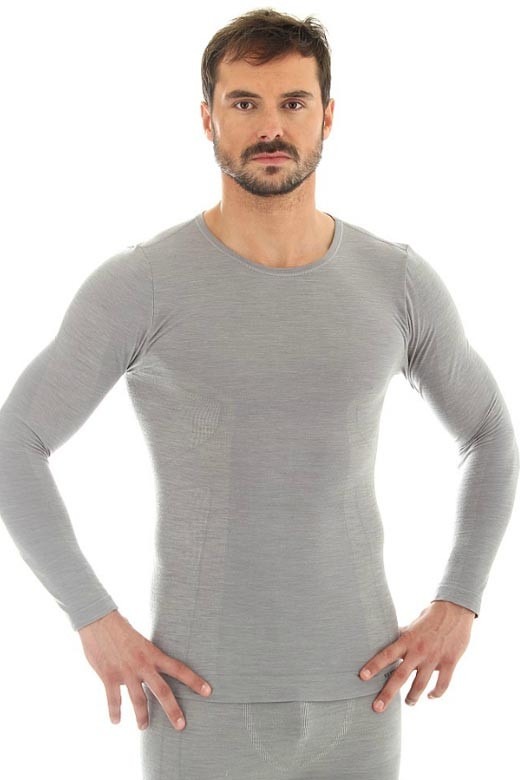 Термобелье (футболка мужская дл.рукав) Brubeck Comfort Wool, серый